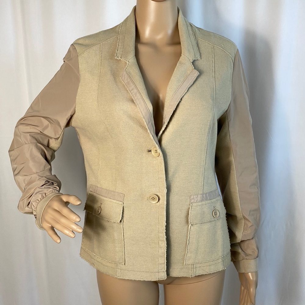 Marc Aurel cream color cotton mixed media blazer size M